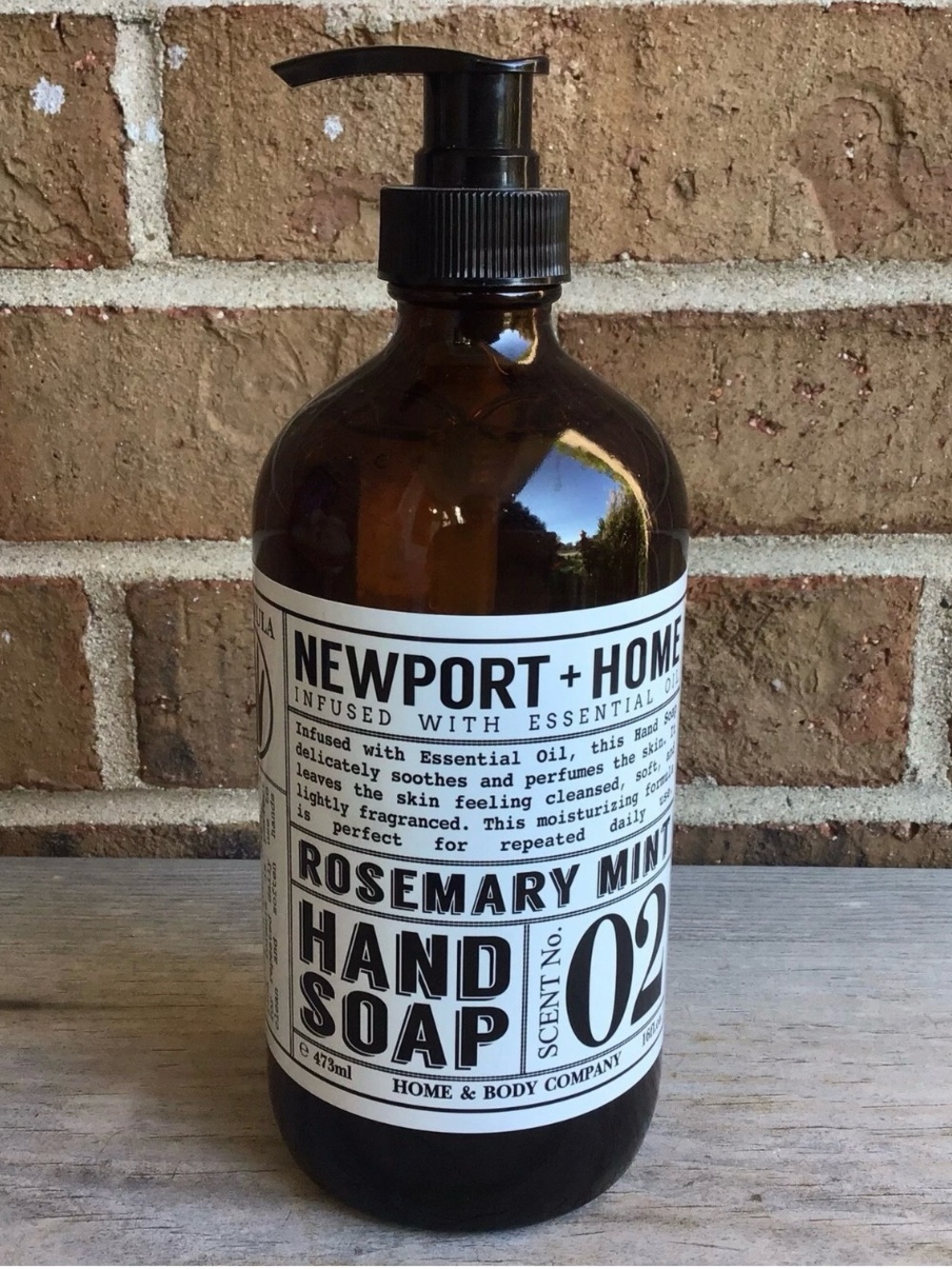 Newport Rosemary Mint Hand Soap - Amber Bottle with Black Pump. NEW